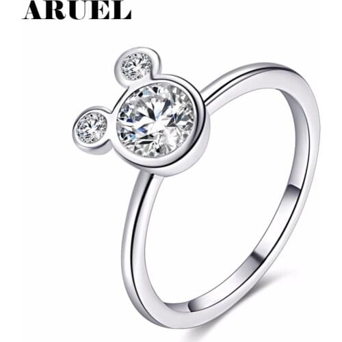Rings for Women Plating Dazzling Miky Mouse Party Fashion Wedding Girl Lover Bague Cubic Zirconia Jewelry