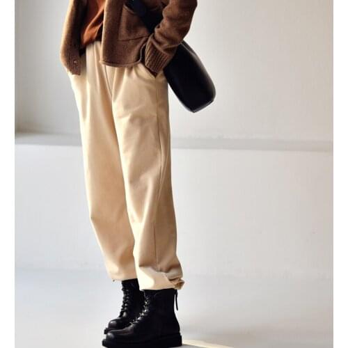 MICOCO K0108C Made of art and art and comfortable elastic waist soft pure cotton straight leg skinny girdle casual pants