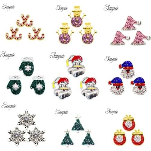 Mix 1pcs/lot Christmas suit snap button alloy with gem snap button rhinestone fit 925 bracelet necklace 18mm/20mm snap jewelry