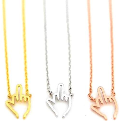 Fashionable finger pendant necklaces Uncivilized gestures middle finger pendant necklaces Originality style pendant necklaces