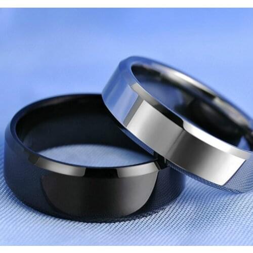 1pcs Double Bevel Edge Steel Titanium Finger Rings Party Favors for Men and Women Rings Party Decoration Gifts Supplies