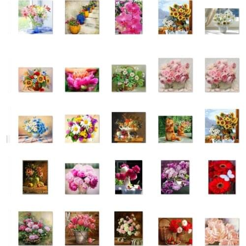 Flowers hoop 6 cross stitch kit people 18ct 14ct UNprinting11ct count print canvas stitches embroidery DIY handmade needlework