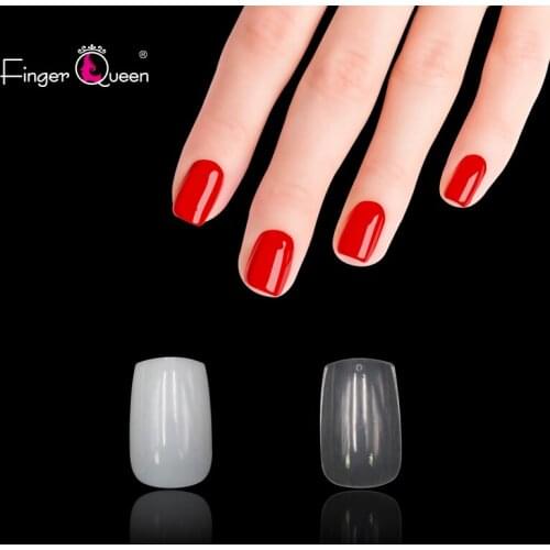 FingerQueen 100PCS +Box Ballerina Half Nail Tips Natural/Clear Coffin False Nails ABS Artificial DIY False Fake UV Gel Nail Art