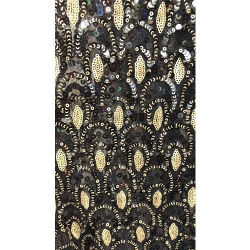 2018 Latest design sequins Lace fabric for party dress High Quality sequins Embroidered tulle Lace Fabric for Wedding Fabric