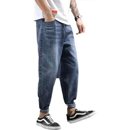 Autumn Mens baggy Straight Jeans Light Blue Men Jeans Plus Size Denim Pants