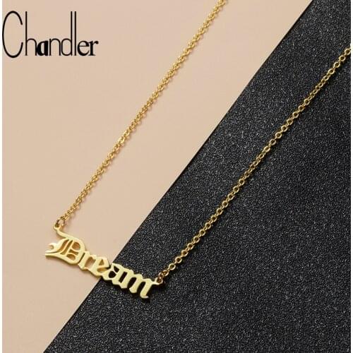Chandler Dream Letter Pendant Necklace Gold Silver Plated Minimalist Clavicle Choker For Women Jewelry Chain Collares Gift