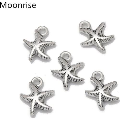 20Pcs Antique Silver Starfish Pendants Tibetan Vintage Metal Ocean Life Sea Animal Metal Charms for Jewelry Craft Making