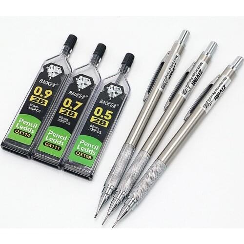Full Metal Mechanical Pencil 0.5/0.7/0.9mm High Quality Automatic Pencil For Professional Painting Writing Stationery Supplies