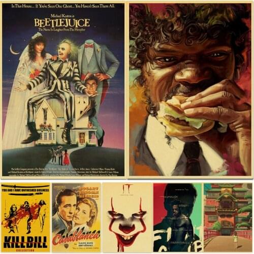 Movie Poster Kill Bill/Fight Club/The BeetleJuice Retro Kraft Paper Poster For Living Room Bar Decoration Stickers Wall Painting
