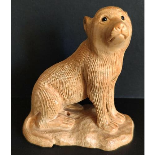 Q4408 - 2 " Hand Carved Japanese Boxwood Netsuke Figurine Carving - Dog or Wolf