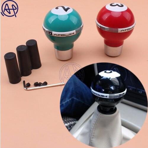 Black 8 Car Truck Snooker Ball Logo Style Gear Knob Handle Gear Shift Knob Manual Shifter Shift Lever Knob Handbrake Cover 1set