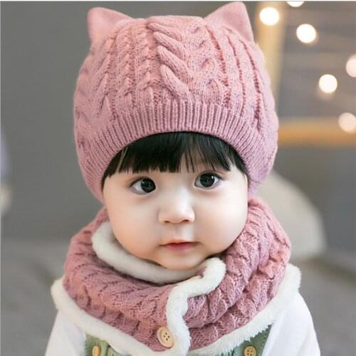 Fashion Baby Hat&Scarf 2 Pieces Winter Hat Scarf for baby Girls Boys Beanies Scarves Set Kids Gift Accessories