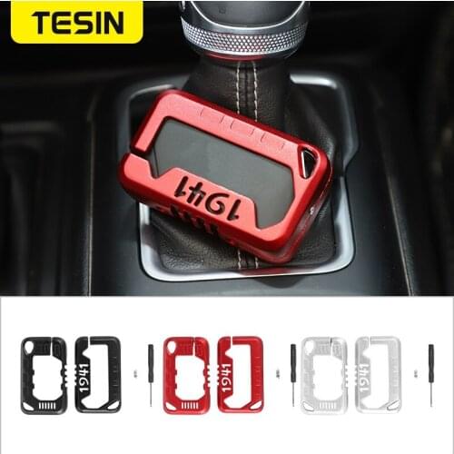 TESIN Keychain For Jeep Gladiator JT Car Key Cover Metal Full Protection Key Shell Accessories For Jeep Wrangler JL 2018-2021