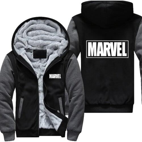 USA size Marve Mens Womens Printing Pattern Thicken Fleece Zipper Hoodies Sweatshirts Coat Jacket