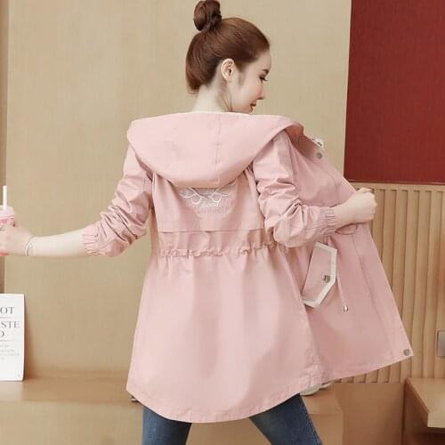 Women Casual Mid-length Trench Coat Spring Autumn Windbreaker Ladies Outerwear New Loose Student Plus Size Female Overwear