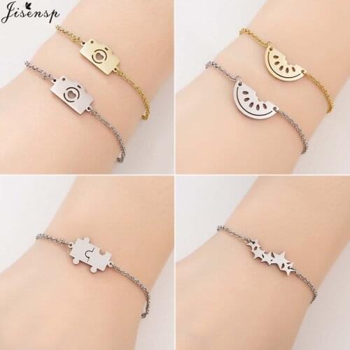 Jisensp Unique Creative Camera Charm Bracelet Simple Fashion Stainless Steel Bracelet Statement Jewlery for Women Christmas Gift