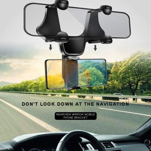 Universal Car Rearview Mirror Phone Stands Anti-shake Mobile Phone Stand Holder Adjustable GPS Bracket Clip Support Accessories