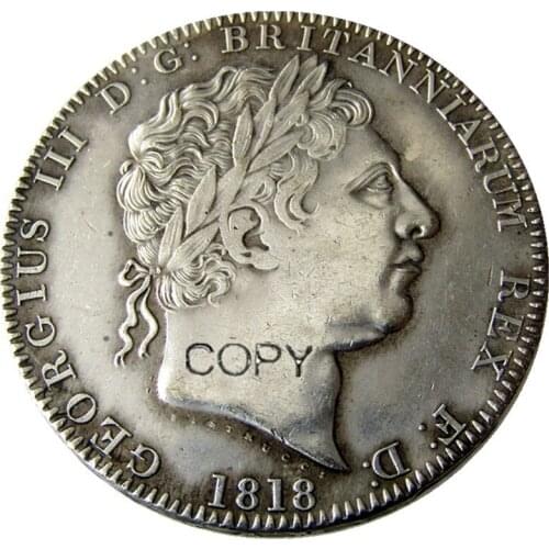 Great Britain 1818/1820 King George III Crown Silver Plated Copy Coin