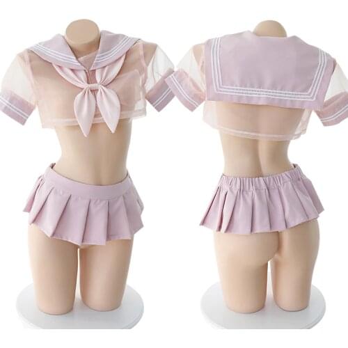 Japanese Sexy Lingerie See Through Student Cosplay Anime School JK Uniform Kawaii Clothing Sailor School Girl Costume
