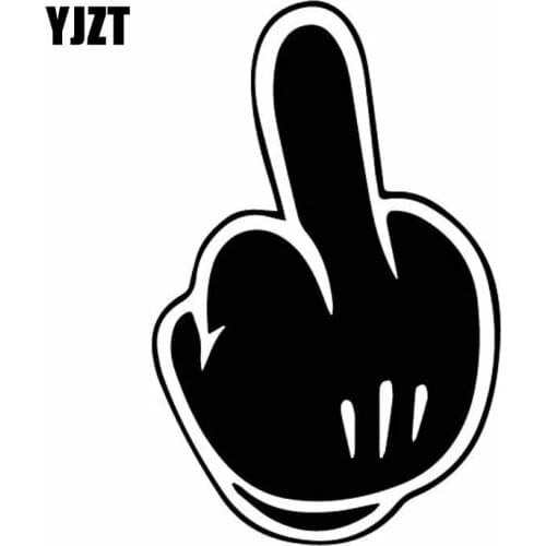 YJZT 10CM*15.6CM Middle Finger Window Nice Vinyl Decal Beautiful Car Sticker Black/Silver C27-0030