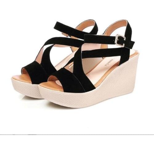 2019 new sandals female summer wedge with high-heeled flat-bottomed muffin platform waterproof platform wild student shoes