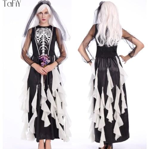 TaFiY 2017 Halloween Costume Adult Zombie Clothes Skull Ghost Costume Women Fancy Party Clothing Suits Female Cosplay Costumes