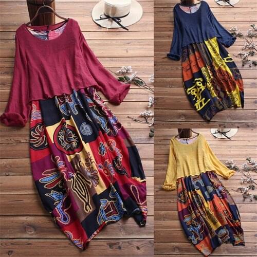 0045 Womens Two-Piece Dress Korean Style Cotton Linen Loose Home Casual Daily Elegant Outfit Patchwork Vintage Print Vestidos