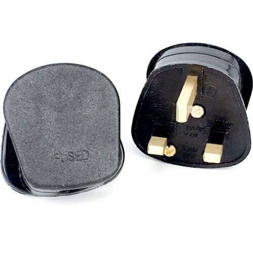 1PCS White Black Grounded 250V UK 13A British Wiring Plug 3 Pin Fused Adaptor Power Cable Connector Wire Converter