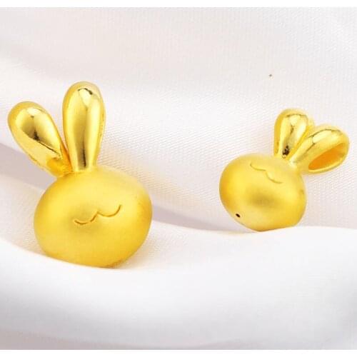 1pcs Pure 24K Yellow Gold Bracelet 3D 999 Gold Cute Bunny Bracelet