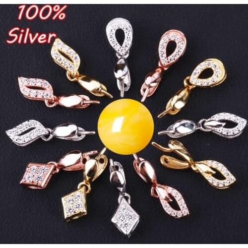 100% S925 sterling silver pendant buckle beeswax amber jade clip buckle jade melon seeds buckle necklace buckle accessories