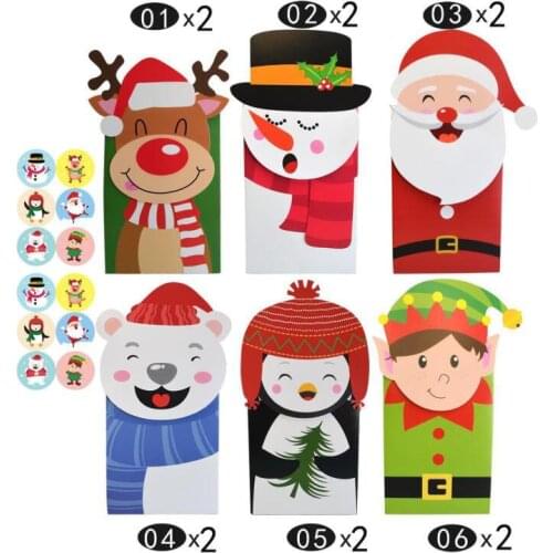 12pcs Christmas Snowman Candy Box Gift Bags Food Cookie Cartoon Candy Packaging Gift Favor Box Merry Christmas Party Decoration