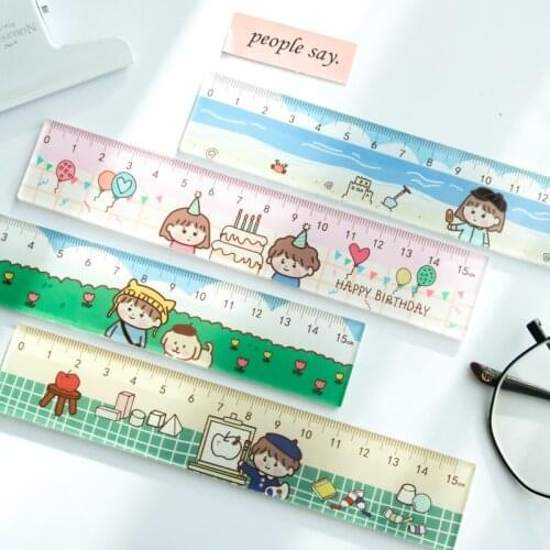 15 cm Cute Artist Series Ruler Multifunction DIY Drawing Tools girl Student Rulers Double-duty School Office Supplies Escolar