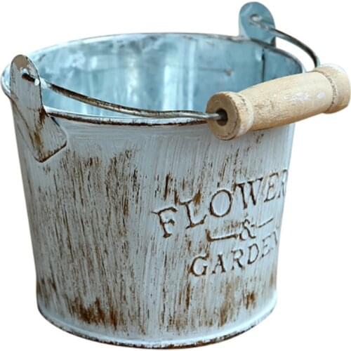 2 Pcs Vintage Metal Flower Barrel Flower Pot Balcony Balcony Garden Hanging Plant Pot Flowerpot Portable Flower Bucket Flowerpot