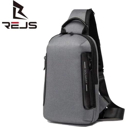 REJS LANGT 2021 New Fashion Mens Shoulder Bags Anti-Theft Crossbody Bags USB Charging Messenger Sling Bags Trip Short Chest Bag