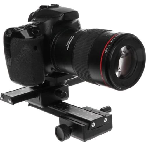 4-way Macro Instrument Focusing Rail Slider 1/4" Screw DSLR Camera Shooting Accessories Black for Canon Nikon