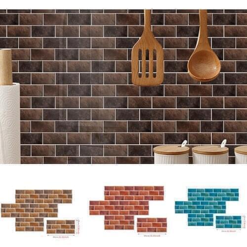 6Pc Kitchen Bathroom Imitation Marble Brick Wall Tile Stickers Waterproof 15cm*30cm Tile Stickers Imitation Marble Long Strip 3D