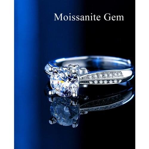 925 Sterling Silver Ring for Women Moissanite Zircon Women Ring Resizable Classic Bride Couple Jewelry Accessories Wedding Gift