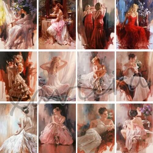 Xaviera 5D Diy Diamond Embroidery Oil Painting Girl Diamond Painting Ballerina Dancer Full Round Square Drill Cross Stitch Kits