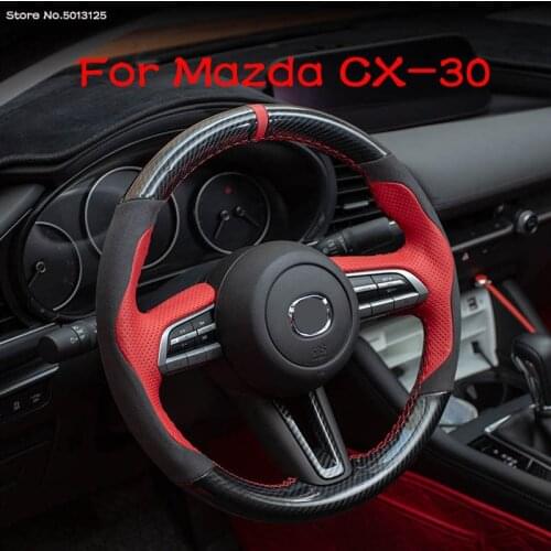 Car Leather Steering Wheel Cover Car Modified Interior Protective Cover for Mazda CX30 CX-30 2020 2021 Car Accessories