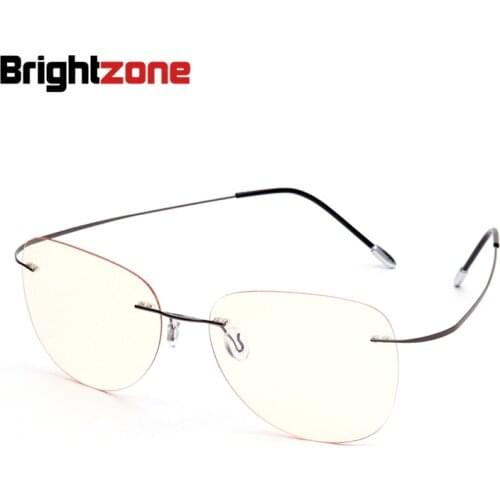 B-Titanium Rimless Super Thin Ultra-light Frame Anti-Blue Light Anti-fatigue Computer Glasses Defence Ultraviolet Rays Eye Study