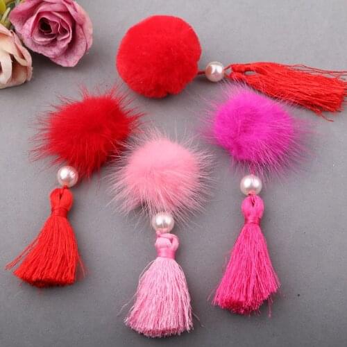 Free Shipping 10PCs Round Fur Ball Tassel Patch Craft Sticker Fit Girls Cute Hair Jewelry Bow Center DIY Garment Shoes Handbag