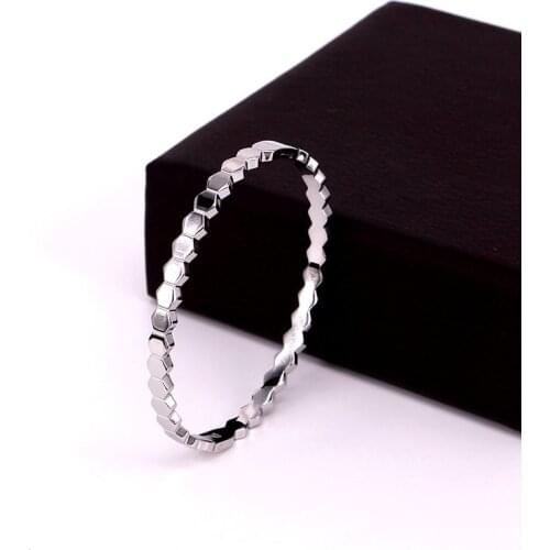 4mm Rhombic-shaped Stainless Steel Bangles Bracelet For Women Numerals Design Jewelry Gifts B015