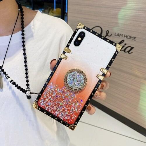 Case For iphone 12 mini 11 pro xs max xr x 7 8 plus se 2020 Cover Glitter bling diamond ring holder crystal strap belt soft sili