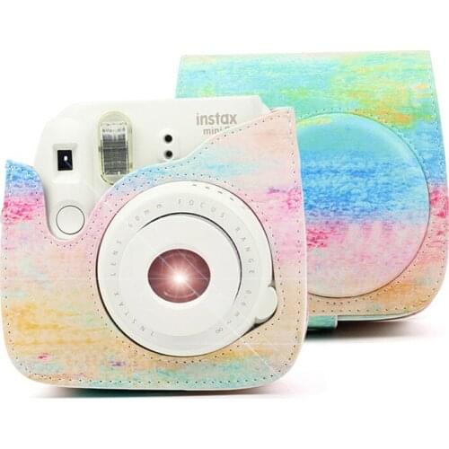 Watercolor PU Leather Camera Case for Fujifilm Instax Mini8 8+ Mini 9 Camera Protective Bag