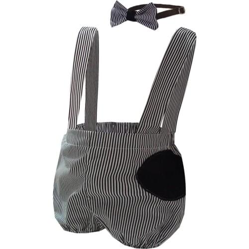 Baby Mika Baby Boy Rompers Bowtie Suit Gray Baby Boy Knitted Set Zero Sleeve Rompers Interlock