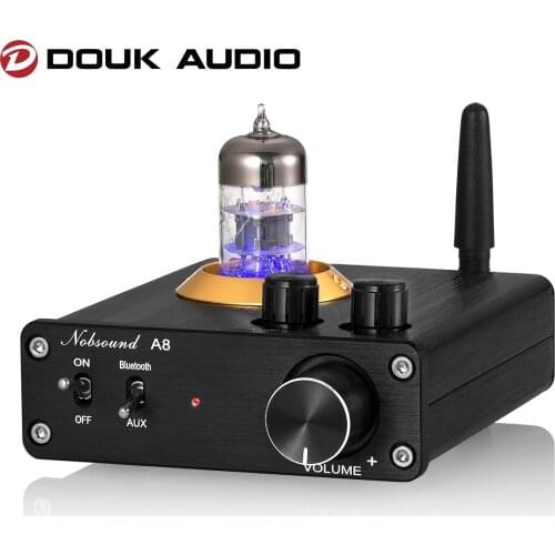 Douk Audio Mini Vacuum Tube Amplifier Bluetooth 5.0 Receiver TPA3116 Class D Audio Amp Tone Control APTX-LL 50W+50W
