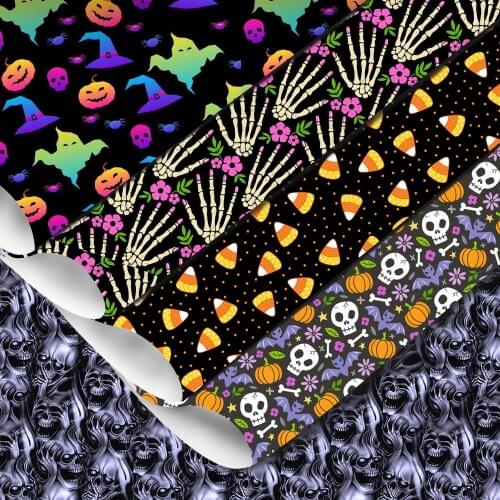 Halloween Horror Ghost Black Series Faux Synthetic Leather Sheets DIY For Hair Bow Handbag Gift Home Decoration Crafts Vinyl