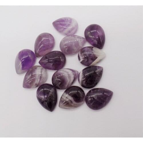 20Pcs 18x13mm Natural Purple Amethyst Teardrop Cab Cabochon For DIY Jewelry Making Necklace Accessories Boutique Gift