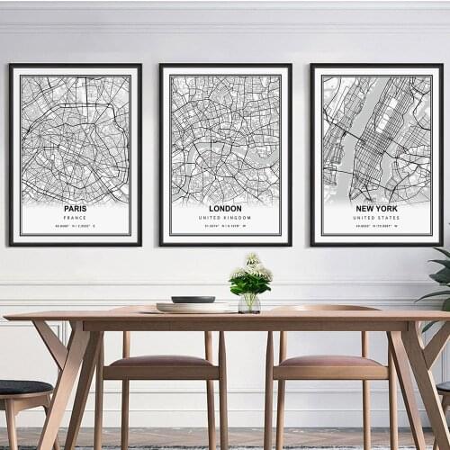 City Map Dublin Paris London London London New York New York New York Bordeaux Nordic Poster Mural Mural Decoration