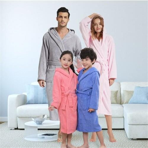 Kimono hotel bathrobes autumn winter thickened terry nightgown hooded children parent-child robe women absorbent yukata 2020 new